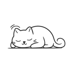 Obraz premium lazy cat animal tired minimalist line art icon logo symbol