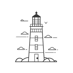 lighthouse minimalist line art icon logo symbol