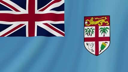 Fiji Waving Flag. Realistic Flag Animation. Seamless Loop Background.