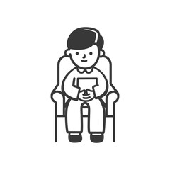 Obraz premium little boy sitting in the chair minimalist line art icon logo symbol