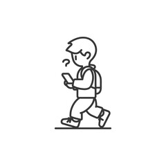 Fototapeta premium little boy walking minimalist line art icon logo symbol