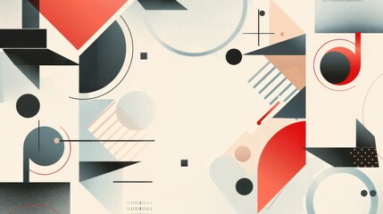 Obraz premium Abstract Geometric Shapes Red Black White Art