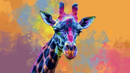 Colorful Giraffe Portrait
