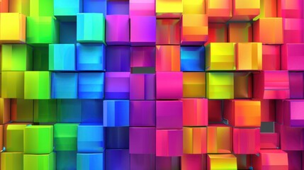 Abstract Colorful Cube Wall