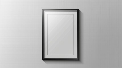 Realistic 3D rectangle picture frame with shadow on transparent background. Blank wall display for photo, image, or promotional text. EPS10 vector illustration. 