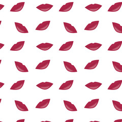 Seamless repeating pattern of lips on a white background