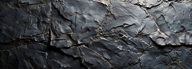 Close Up Of A Cracked And Rough Dark Grey Rock Surface