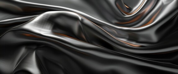 Closeup of Smooth Black Fabric Draped and Folded