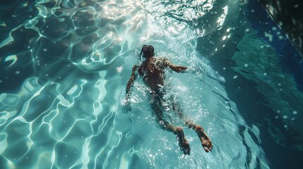 The powerful movement of a player swimming rapidly to get into position.