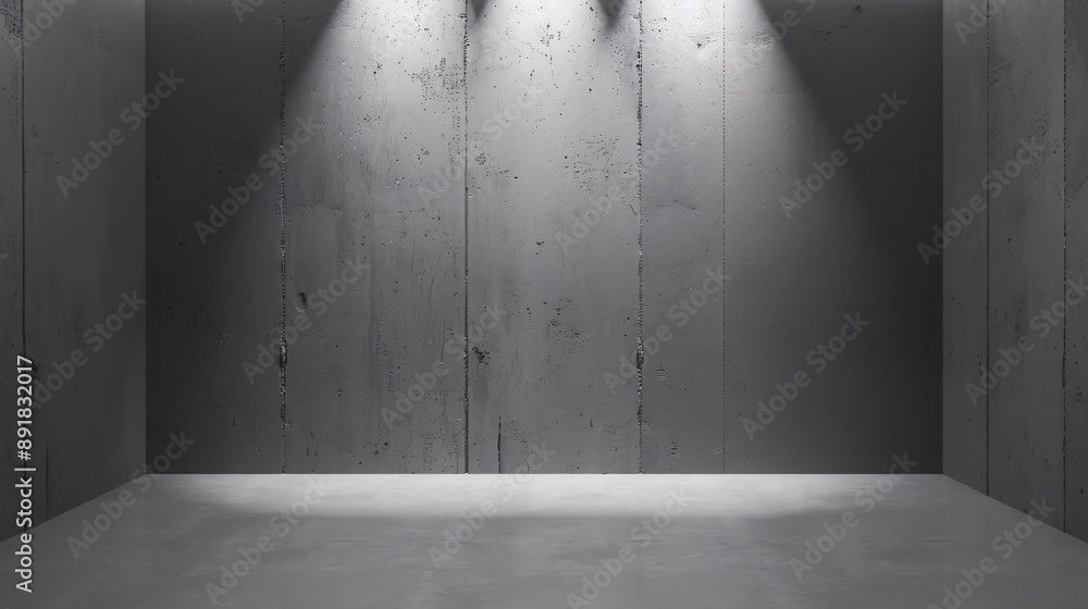 Poster a realistic 3d render of an empty gray background with a spotlight, ideal for showcasing or designin