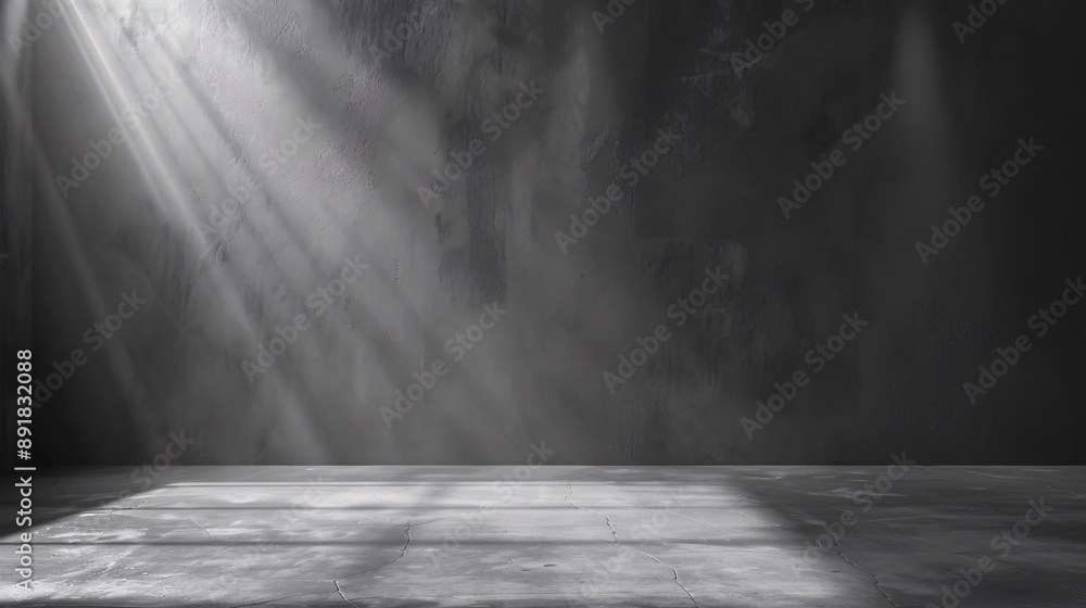 Poster a realistic 3d render of an empty gray background with a spotlight, ideal for showcasing or designin