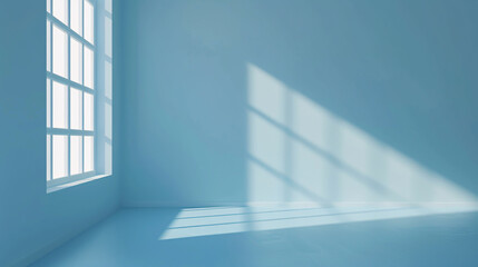 Fototapeta premium An empty light blue room with a gradient light blue background and abstract light blue effects, suitable for Christmas, Valentine's Day, or New Year's concepts.