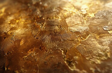 Close-Up View of Shiny Gold Leaf Texture