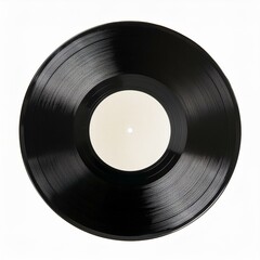 Obraz premium Vinyl-Schallplatte mit leerem Etikett, isoliert auf weißem Hintergrund, Vintage-Musik