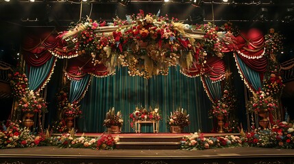 Obraz premium beautifully decorated festival stage with flower arrangements