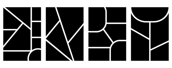 Set of templates minimalistic geometric photo frames. Mood board or photo image layout. Simple trendy geometric design