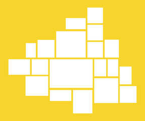 Template composition grid for photos. Realistic collage. Mood board or photo image layout.  Design on a yellow background