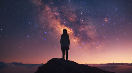 Fototapeta premium A falling star Photoshop overlay captures the essence of the night sky, featuring starlight, the Milky Way, galaxies, and space overlays.
