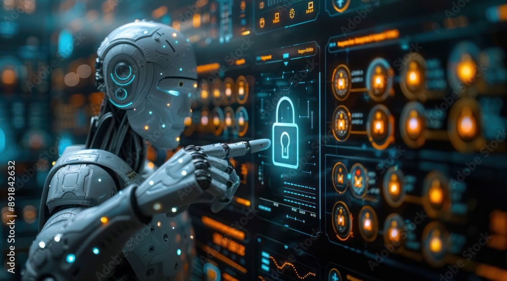 Aufkleber robot interacting with a digital security system