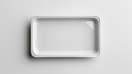 White rectangular plate on white background