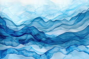 Fototapeta premium Abstract oceanic watercolor background with a blue color palette