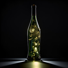 bottle on black background