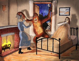 Murders in the Rue Morgue.  A savage orangutan attacks two women.   © Dave