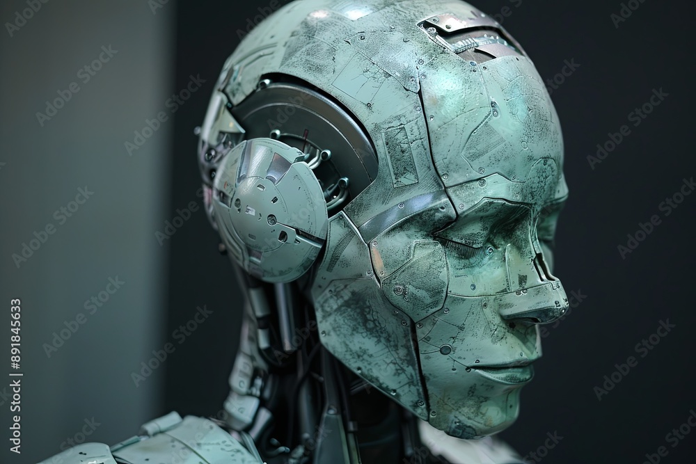 Poster Advanced Android Robot Humanoid Head Close-Up