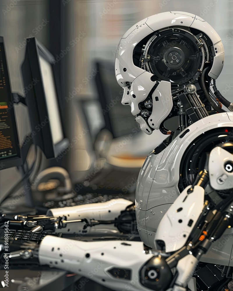 Poster Advanced Humanoid Robot Working at a Computer
