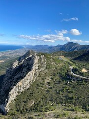 Stunning view of the mountains and the sea in Kyrenia, Northern Cyprus.