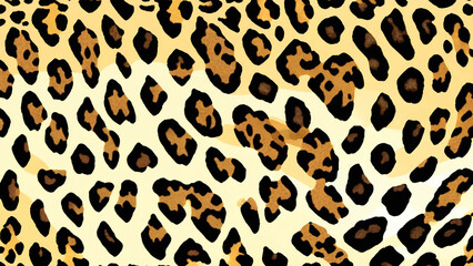 Fototapeta premium Seamless leopard skin pattern, animal print, 16:9, 300 dpi with space for text 