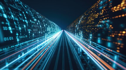 Fototapeta premium Digital Highway - A Pathway Through Binary Code