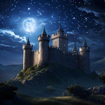 Medieval castle in the night