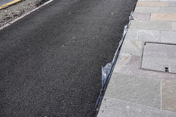 fresh asphalt road surface in the city