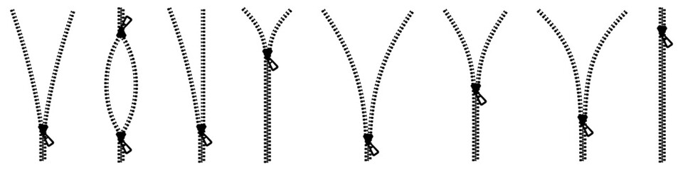 Zipper set. Zipper silhouette collection.  Zipper buttoned. Vector illustration. © LOBSTER LARRY