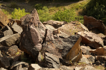 Summer landscape with rocks and trees