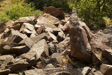 Summer landscape with rocks and trees