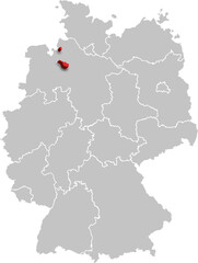 Bremen MAP STATE OF GERMANY 3D ISOMETRIC MAP