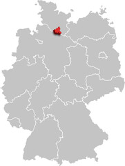 Hamburg MAP STATE OF GERMANY 3D ISOMETRIC MAP