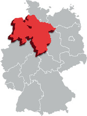 Lower Saxony MAP STATE OF GERMANY 3D ISOMETRIC MAP
