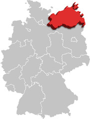 Mecklenburg Vorpommern MAP STATE OF GERMANY 3D ISOMETRIC MAP