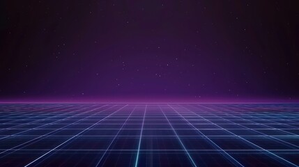 Retro Futuristic Grid Under a Starry Sky