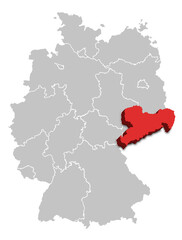 Saxony MAP STATE OF GERMANY 3D ISOMETRIC MAP