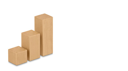 Obraz premium Business development and growth concept. Wood bar graph on white background.