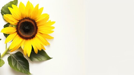 Yellow Sunflower on White Background