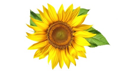 Fototapeta premium A Close-up View of a Sunflower with Green Leaves