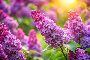 Fototapeta premium Purple lilac flowers blossom in garden