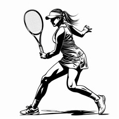 Tennis player logo, abstract isolated vector silhouette	