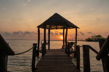 sunset at the gazebo on the beach