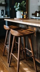 classic wooden bar stools, Generative AI